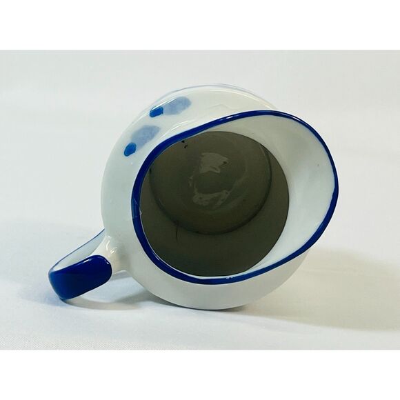 Vintage Windmill Blue White Creamer Milk Pitcher Japan Serving Farmhouse - Picture 6 of 9